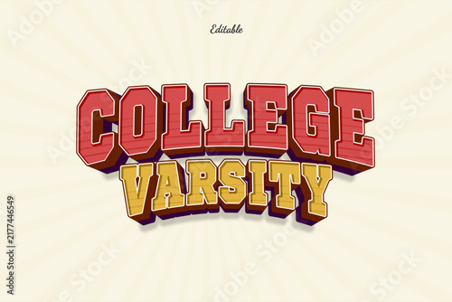 College Varsity Text Effect Style 3d Vintage Old