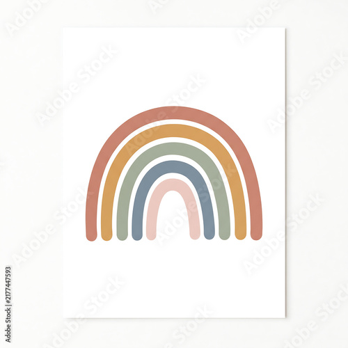 Minimalist boho rainbow illustration in earthy tones