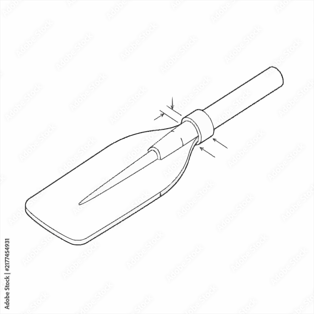 Fototapeta premium Simple line art illustration of a hand trowel for gardening.