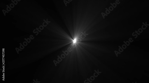 White sun flare star light glow shining rays effect on black chroma key alpha channel background.4k motion graphics video