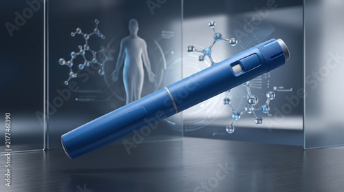 Medical Weight Management Concept with Injection Pen and Metabolic Health Background