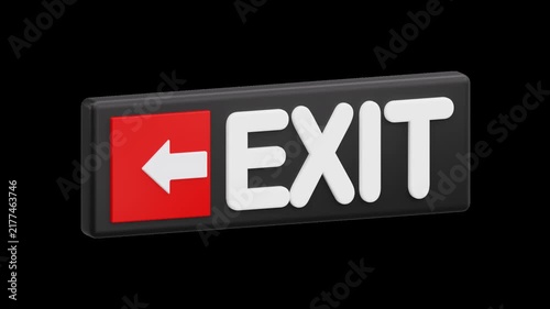 Emergency Exit Sign Board with Left Arrow | Alpha Channel