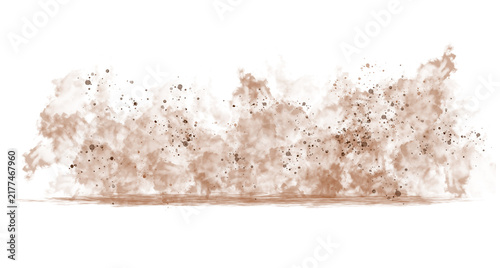 Dust sand cloud on a dusty road from a car.	