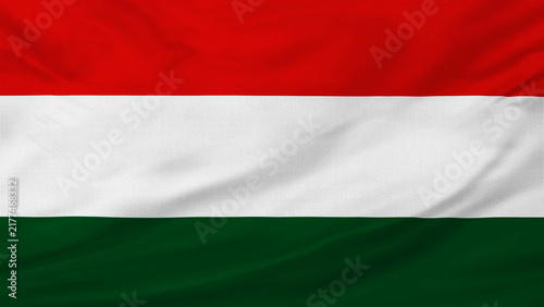 Close up of Hungary flag waving. Flag of Hungary with cloth texture