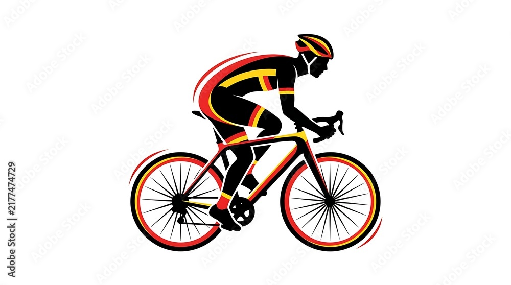 Fototapeta premium Professional cyclist riding a road bike, isolated vector illustration of a racing athlete.