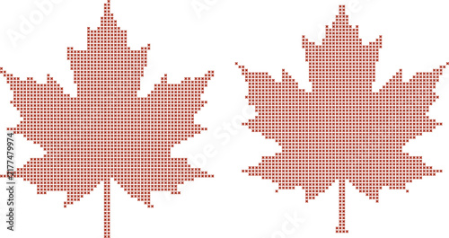 Two maple leaves stitch pattern in brown for seasonal autumn decor