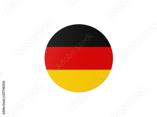 A round flat graphic icon featuring the german national flag with black, red, and gold horizontal stripes isolated on transparent background
