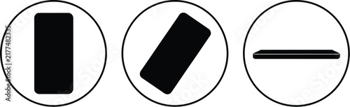 Smartphone, device icon set, circle line design, mobile phone and cellphone symbols, digital technology, communication interface, app navigation, isolated on white background.