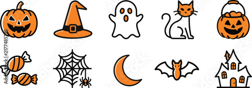 Spooky and Cute Halloween Icon Set Vector Graphics for Holiday Designs