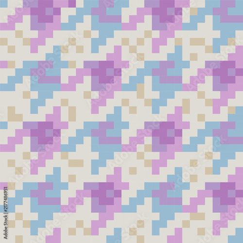 Pastel muted colors houndstooth pixel art seamless pattern vector background, geometric dogtooth ornament for textile and wallpaper