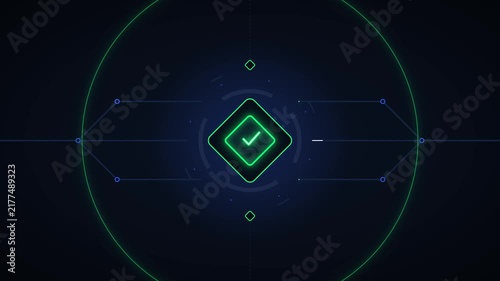 Digital success checkmark animation: hud interface for ui and tech projects