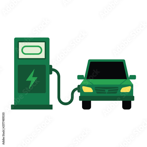 Electric Car Charging at a Green Power Station Concept for Sustainable Transport