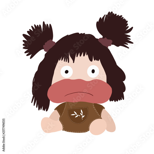 Cute Little Girl Character Vector Illustration in Anime Style