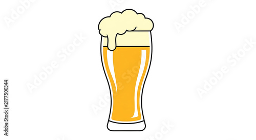 Illustration of a golden beer glass filled with frothy lager, symbolizing celebration, good times, and refreshment in a simple, bold style