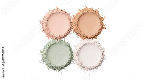 Принти на полотні Four shades of loose powder makeup in circular png on isolated transparent backg