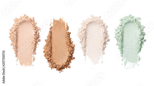Fotografie Four swatches of loose powder makeup in png on isolated transparent background