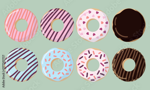 Set of vector illustrations of donuts