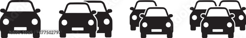 Car traffic jam icon set auto vehicle queue transport road safety vector illustration