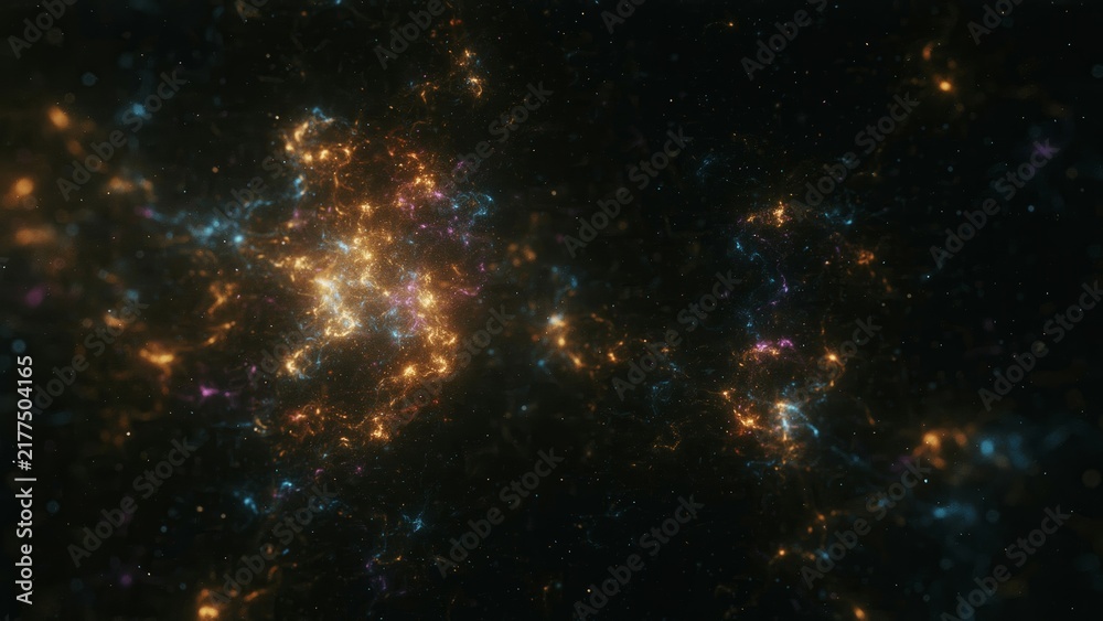 Naklejka premium Stunning night time view of city lights glowing in the dark as seen from space.