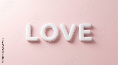 3D White Letters Spelling Love on a Pink Background