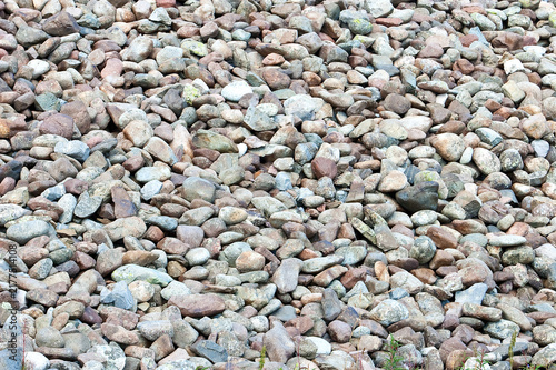 Natural pebble texture background with mixed rounded stones