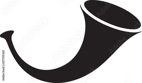 Black silhouette of a horn instrument against a white background