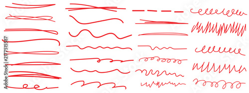 abstract hand drawn stroke underline. red pen scribbles doodle underline set. hand drawn underline sketch wave mark. vector text highlight underline.