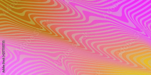 Fotografía Abstract wavy striped vector background featuring a vibrant gradient from yellow orange to pink and magenta, creating a retro psychedelic optical illusion pattern for modern design projects