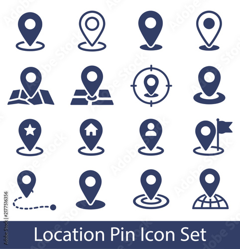 Pin Location icons. Point of location. Set of map pointer. Marker pointer. Vector illustration. silhouette Map pin icons to mark location