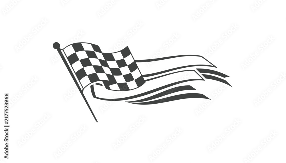 Obraz premium Classic black and white checkered racing flag waving in the wind symbolizing speed victory and competition success.