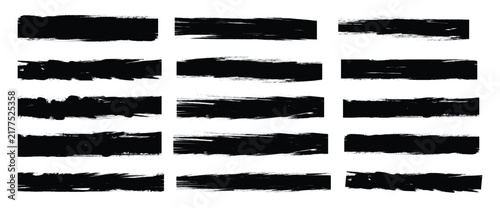 Brush strokes. Black brush strokes vector. Paint, ink brush, brush strokes, brushes, lines, frames.Grunge vector elements isolated on white background. 