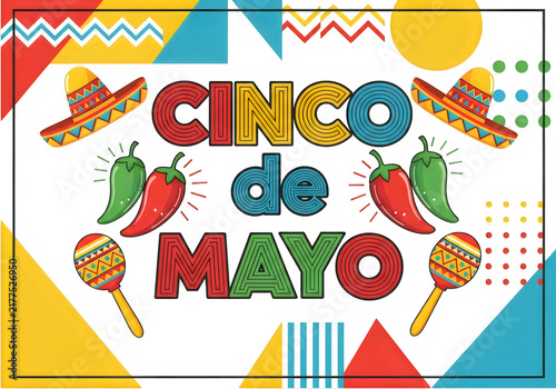 Colorful cinco de mayo celebration banner with balloons