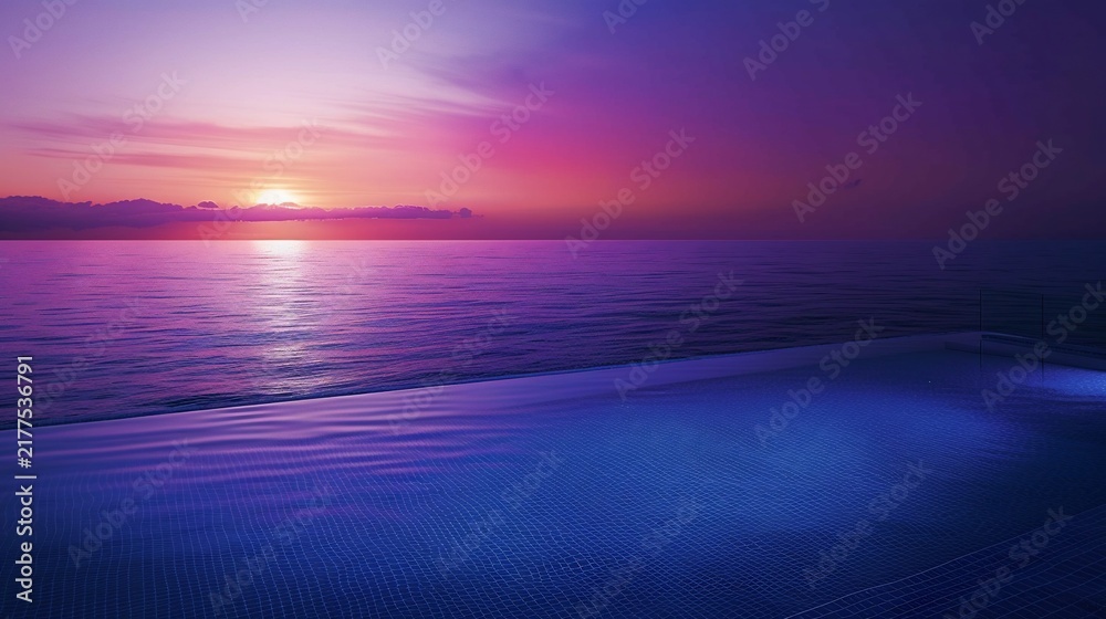 Obraz premium A vibrant sunset over the ocean, reflecting in a pool of water