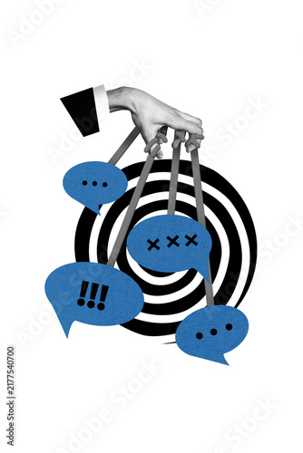 Canvastavla Composite collage picture image of hand hold propaganda narrative speech bubble