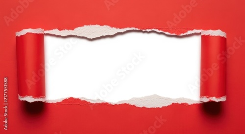 Unrolled ancient scroll with empty parchment on red background