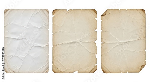 Vintage aged paper sheets with wrinkles and texture