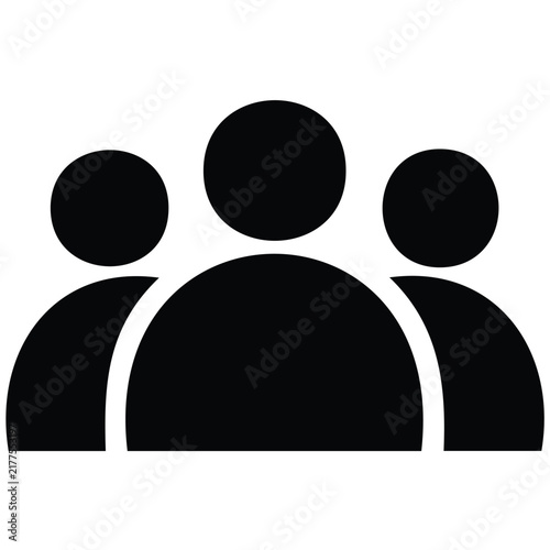 Three black silhouette people icons representing user group, team, and community.