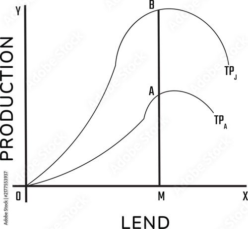 Total Product Curves Showing the Relationship Between Land Input and Production Output