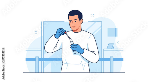 Scientist Performing Laboratory Test with Pipette and Test Tube, Medical Research, Healthcare Science