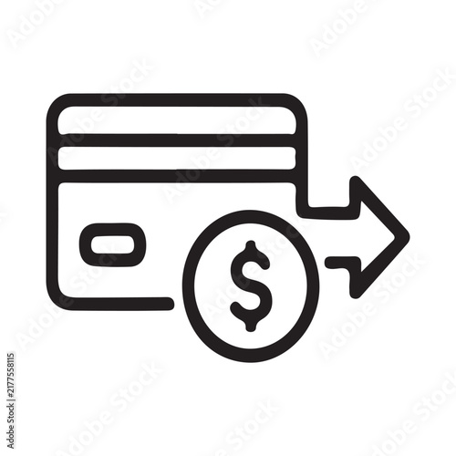 Cuadro en lienzo Credit card payment with dollar sign icon flat vector illustration on white back