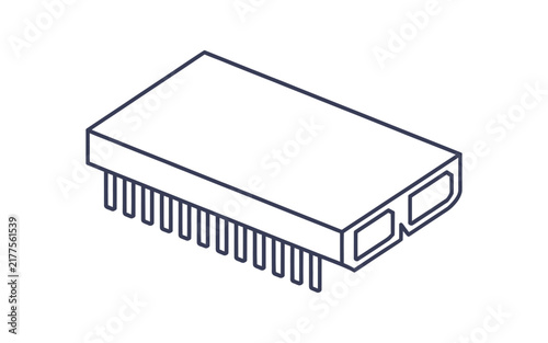 ECU Line Icon, Vector Illustration with Editable Stroke for Automotive Engine Control, Vehicle Electronics, and Car Technology.