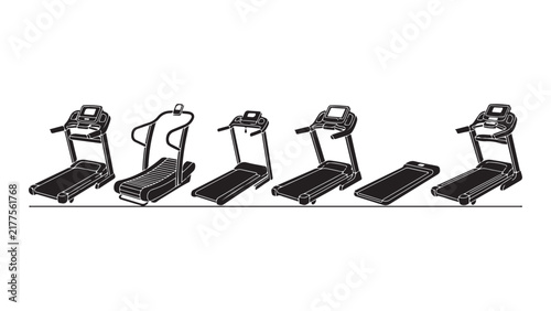 Collection of Treadmill Silhouettes for Fitness and Gym Design