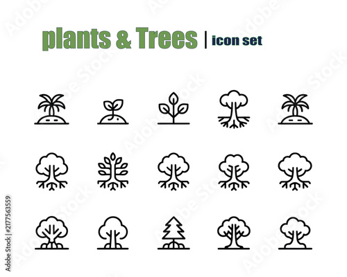 Nature Icon Pack, Modern Scalable Plant and Tree Illustrations for Garden, Environment, Landscape, and Eco Friendly Design.