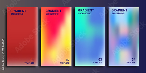 Gradient color spectrum background, templates, red to, blue, four panels, orange yellow
