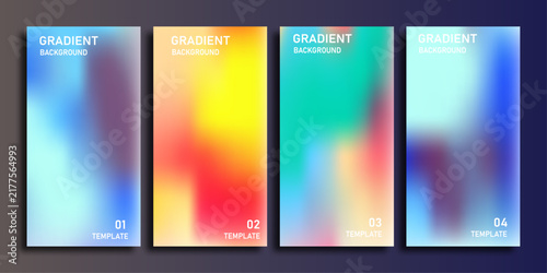 Gradient color swatches in blue, orange, green, and purple hues
