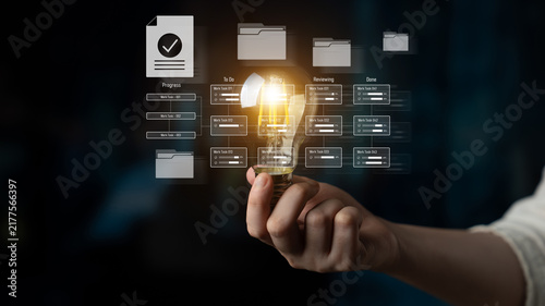 Obraz na płótnie Task management workflow dashboard visualizing to-do lists, ongoing tasks, revie