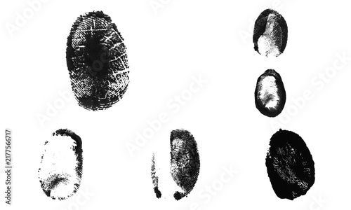 Obraz na płótnie Set of black fingerprint marks and thumbprint patterns for security identificati