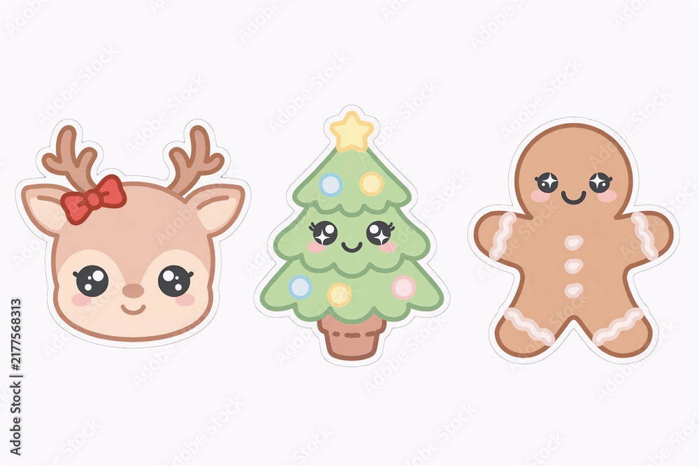 Naklejka premium gingerbread man with christmas tree