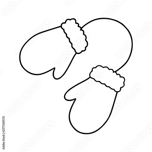 Warm winter mittens doodle for cold season