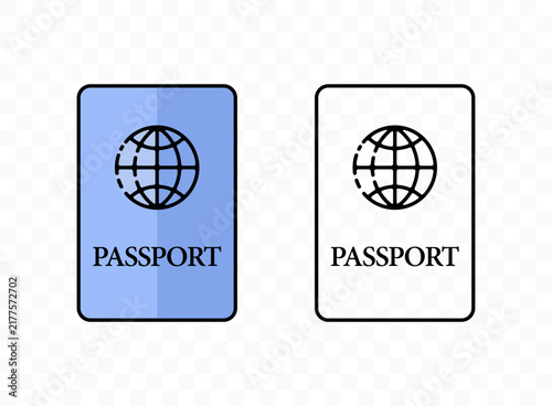 Stylized international passport vector document icon isolated on transparent background for travel, global tourism and immigration concepts.